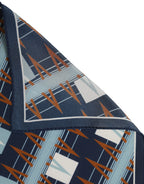 Navy Blue Abstract Square Pocket Foulard Scarf