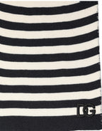 Black White Stripes Silk Knitted Shawl Scarf