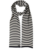 Black White Stripes Silk Knitted Shawl Scarf