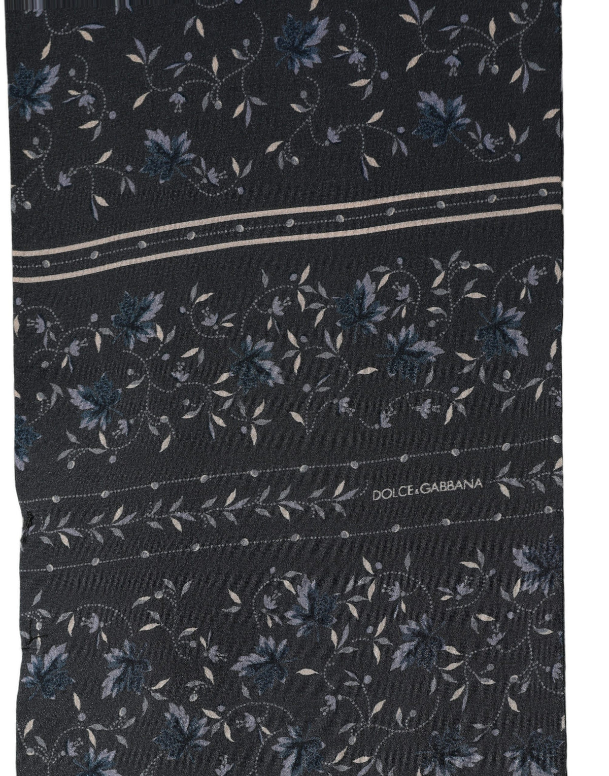 Blue Floral Silk Fringed Neck Shaw Scarf