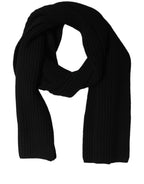 Men Black Wool Knitted Neck Shawl Scarf