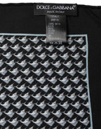 Black Silk Geometric Handkerchief Pocket Scarf