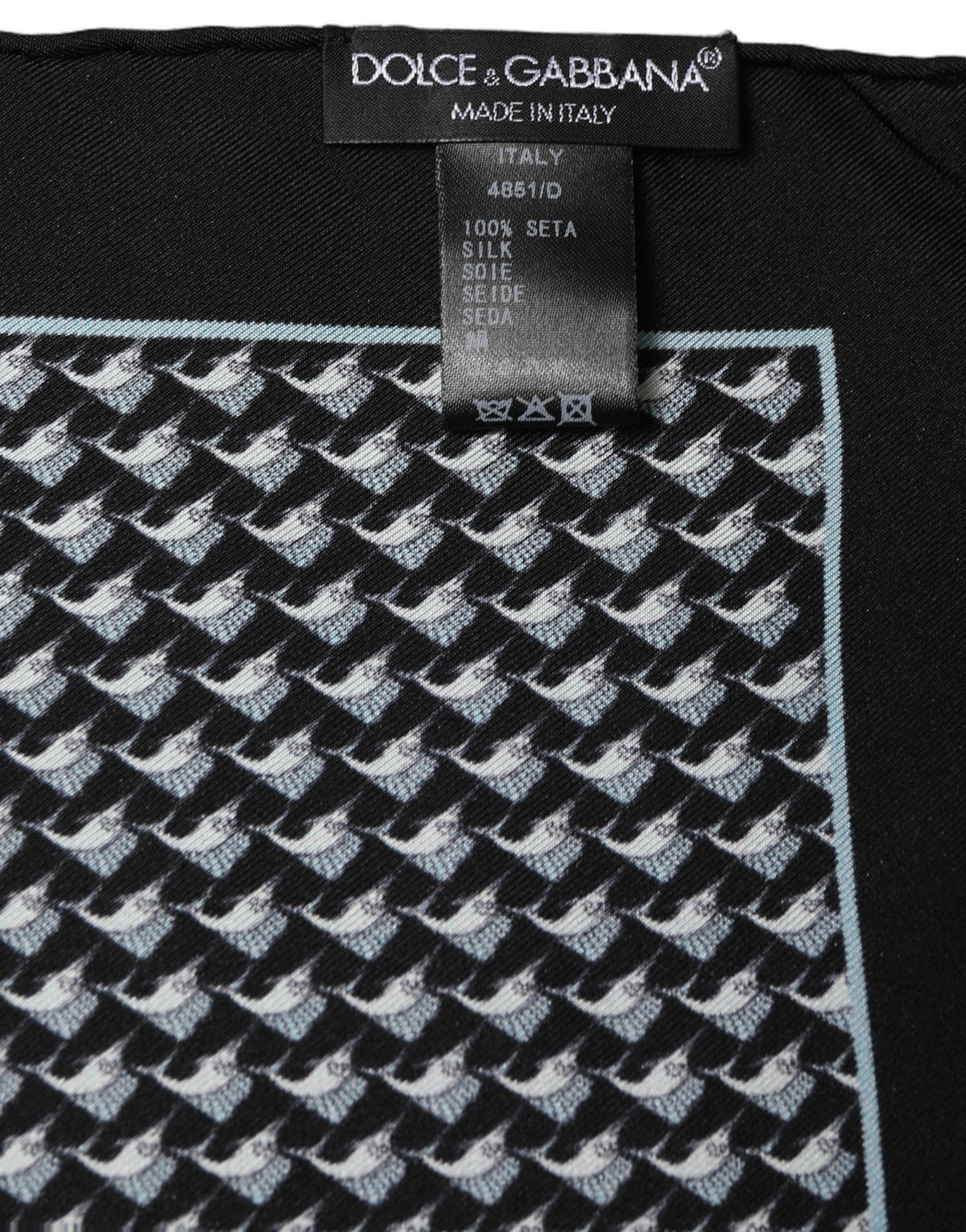 Black Silk Geometric Handkerchief Pocket Scarf