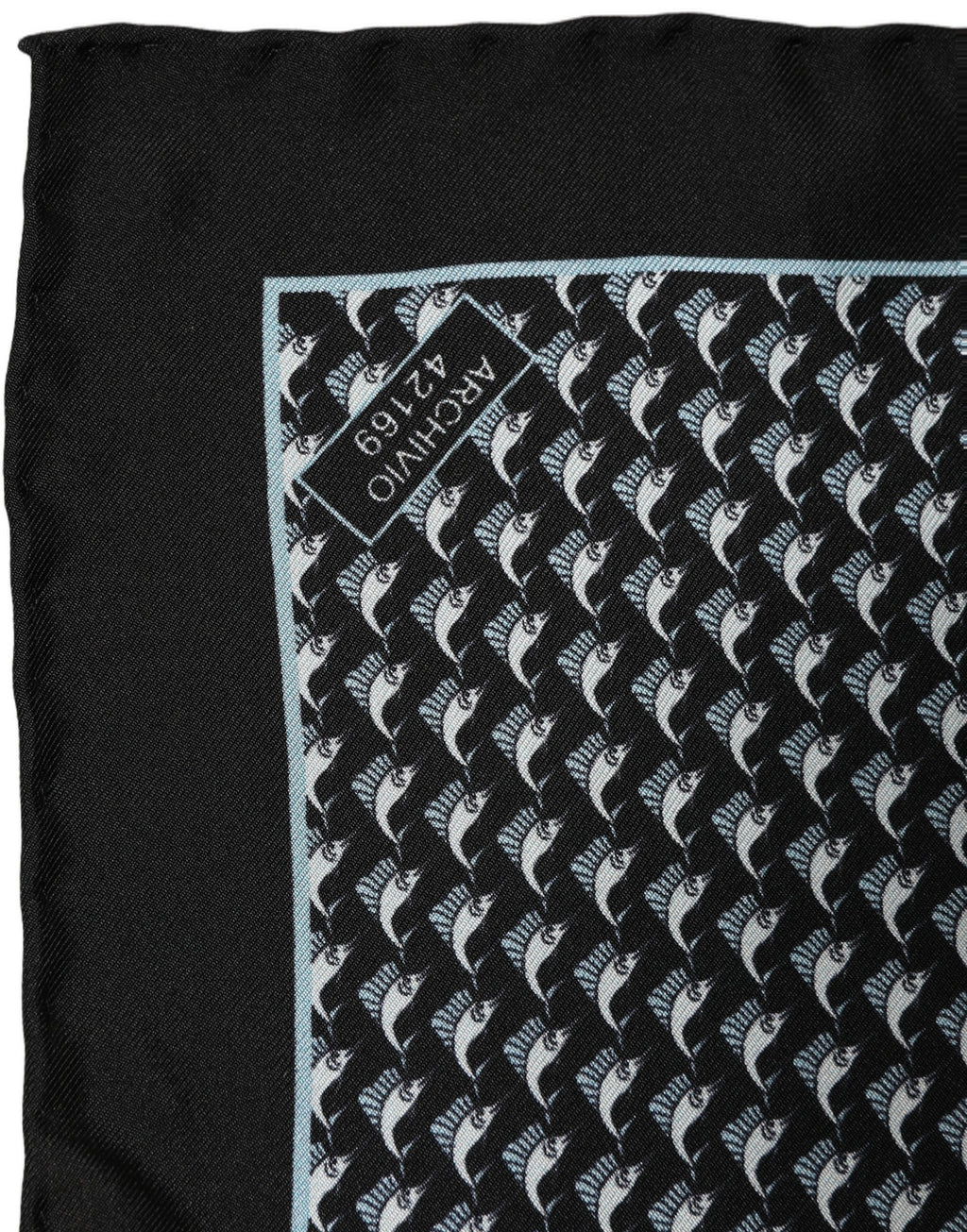 Black Silk Geometric Handkerchief Pocket Scarf