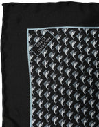 Black Silk Geometric Handkerchief Pocket Scarf