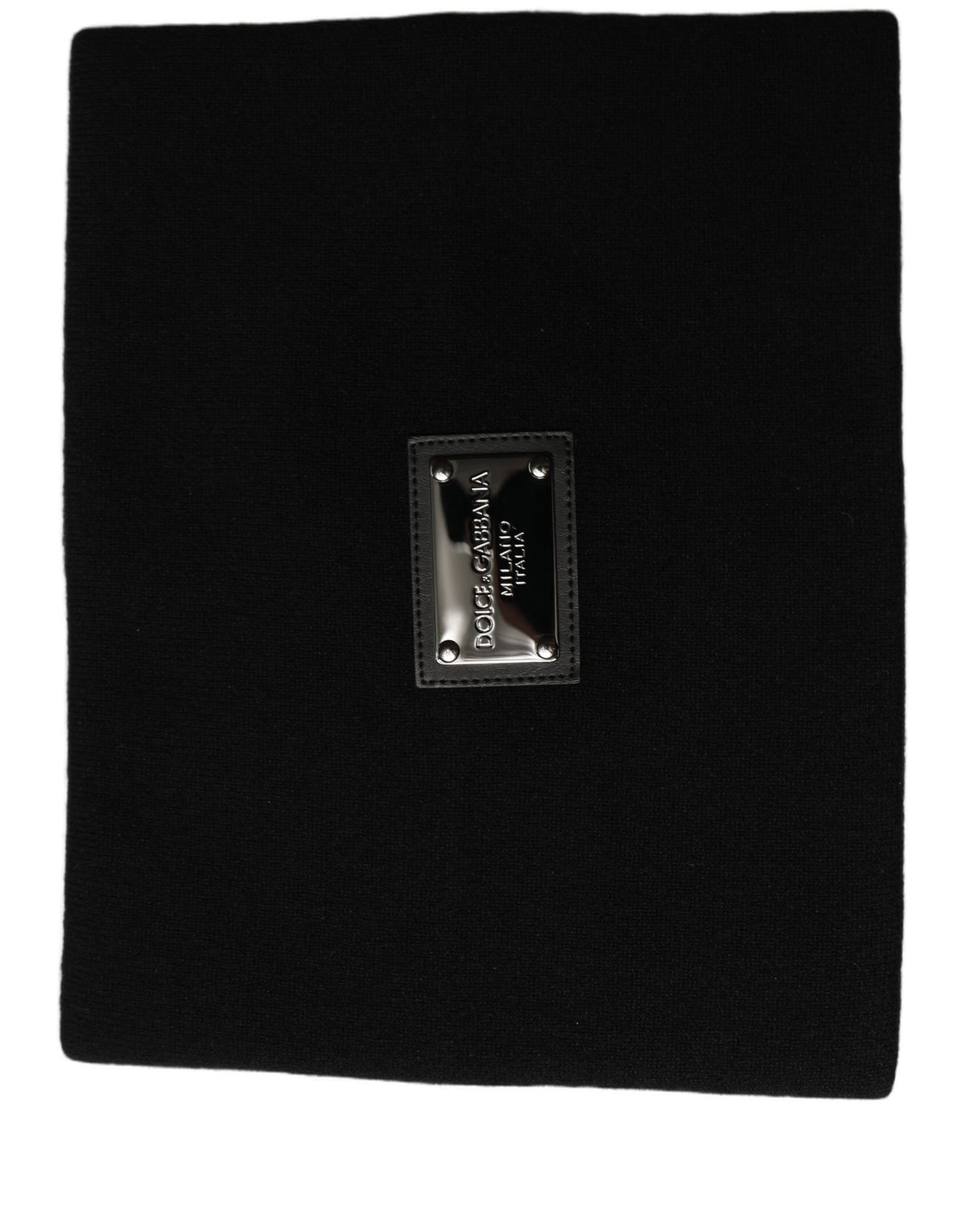 Black Cashmere Logo Plaque Neck Warmer Scarf