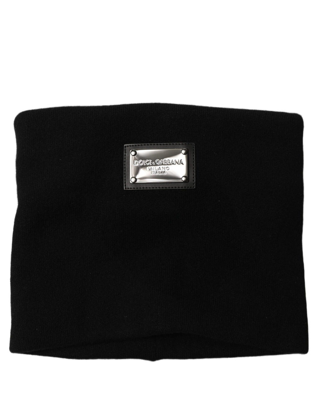 Black Cashmere Logo Plaque Neck Warmer Scarf