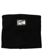 Black Cashmere Logo Plaque Neck Warmer Scarf