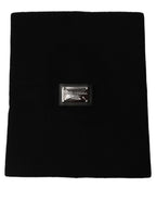 Black Cashmere Logo Plaque Neck Warmer Scarf