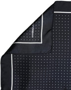 Blue Silk Polka Dot Handkerchief Pocket Scarf