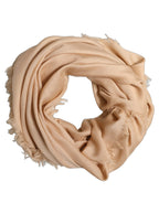 Beige Silk Wool Fringed Men Lace Stole Scarf