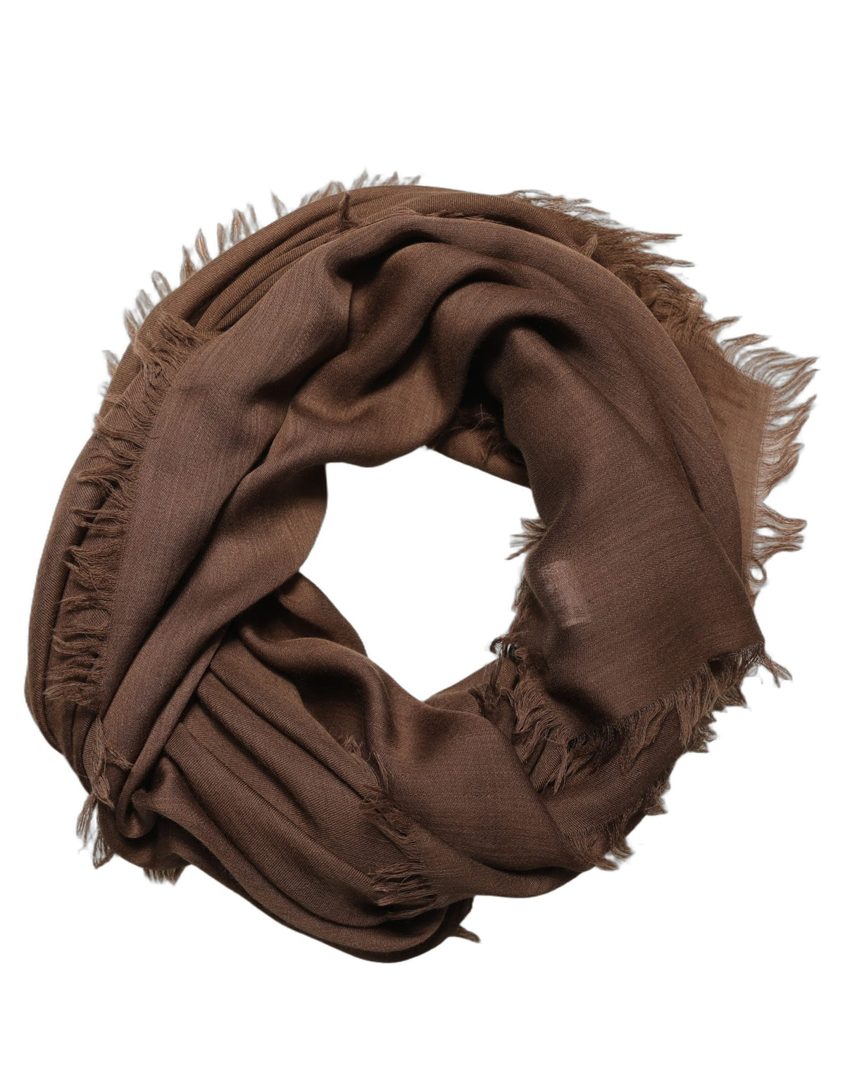 Brown Silk Wool Fringed Men Lace Stole Scarf