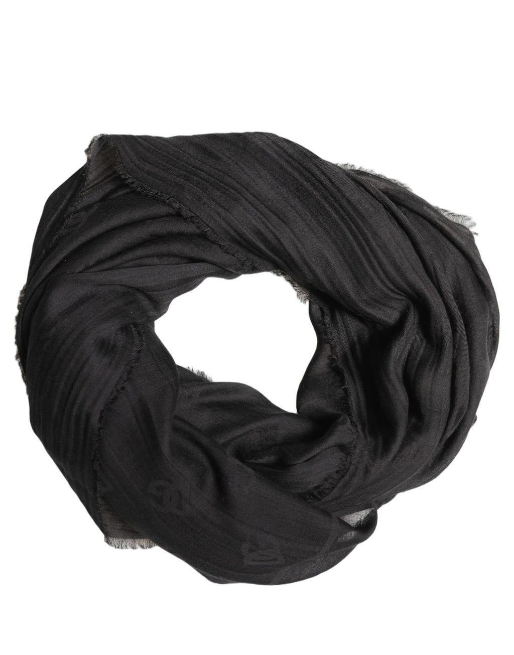 Black Silk Wool Fringed Men Lace Stole Scarf