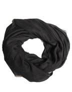 Black Silk Wool Fringed Men Lace Stole Scarf