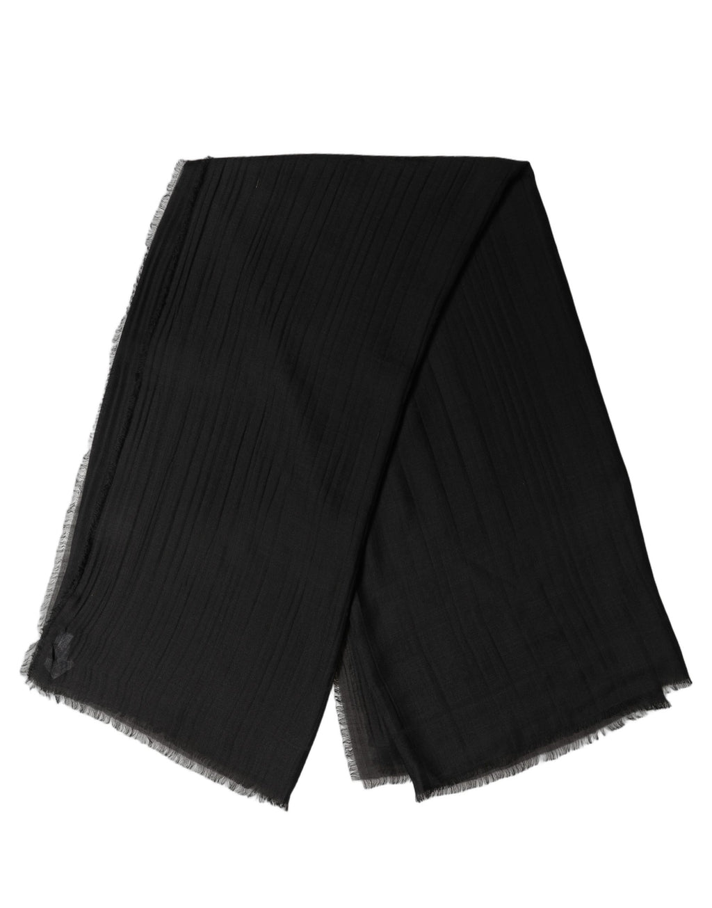 Black Silk Wool Fringed Men Lace Stole Scarf