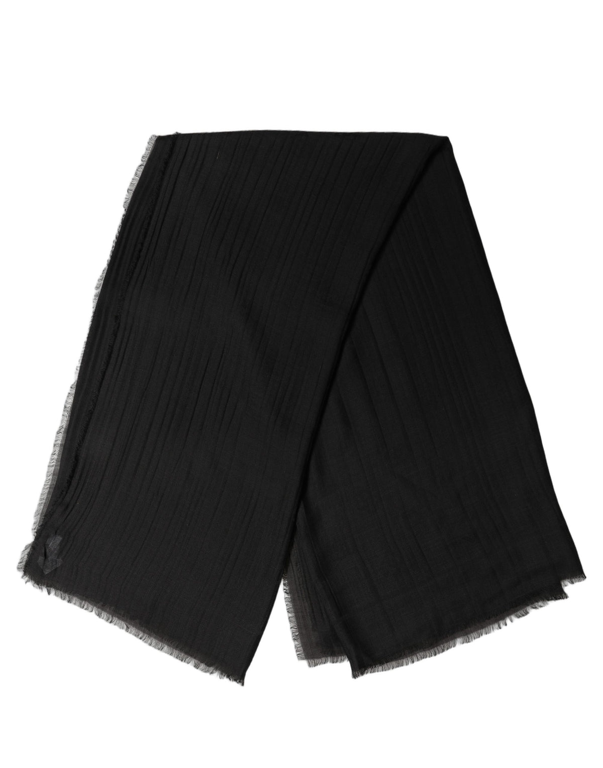 Black Silk Wool Fringed Men Lace Stole Scarf