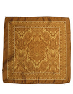 Brown Silk Damask Pocket Square Foulard Scarf