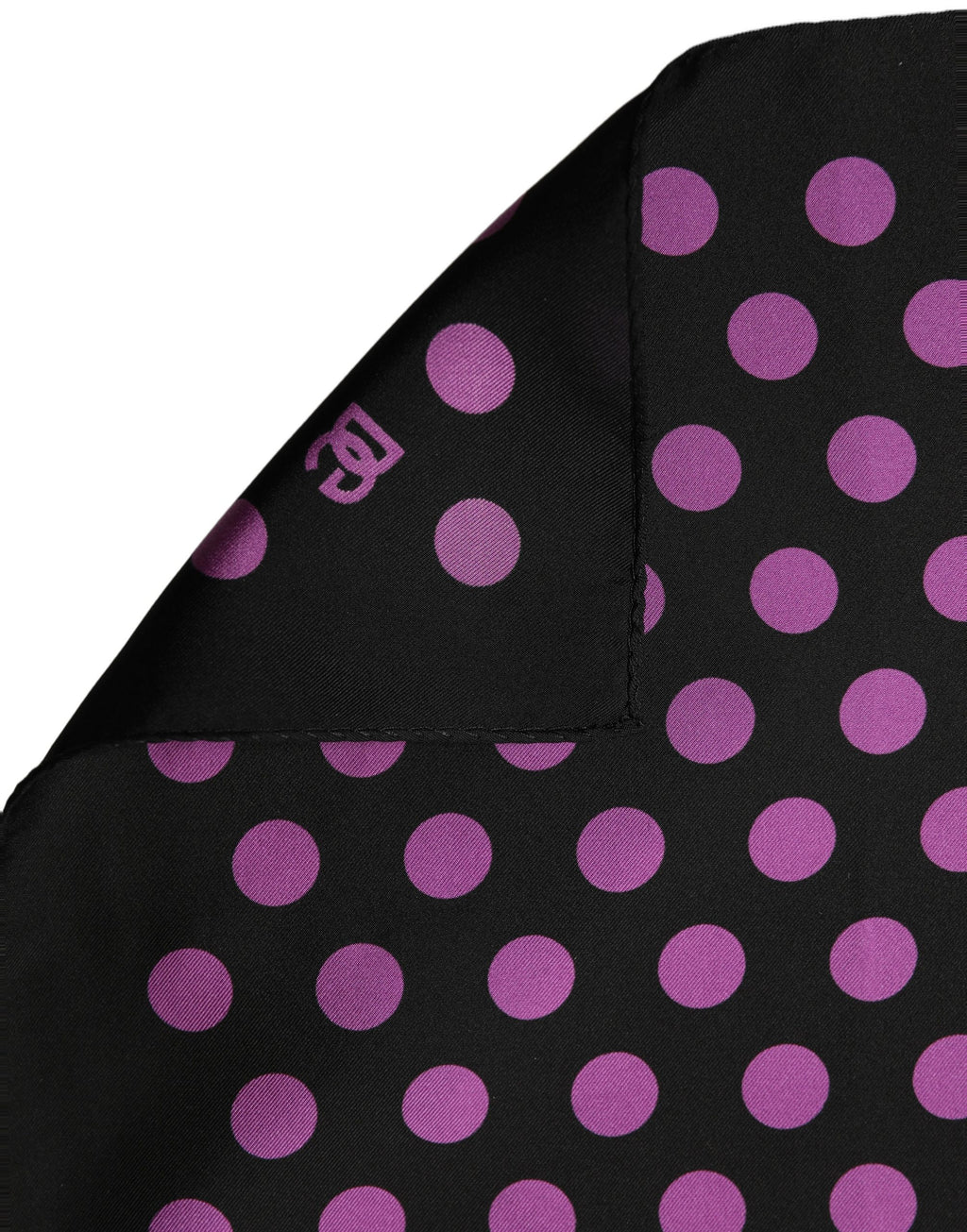 Purple Black Polka Dot Square Foulard Scarf