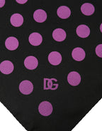 Purple Black Polka Dot Square Foulard Scarf