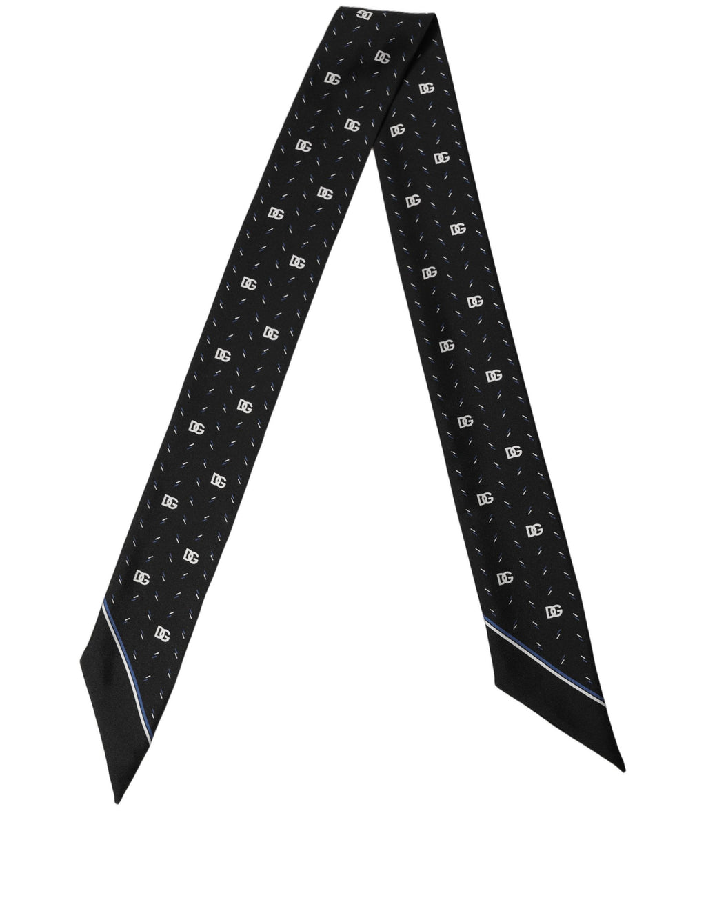 Black Silk DG Logo Men Skinny Shawl Scarf