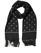 Black Silk DG Logo Men Fringed Shawl Scarf