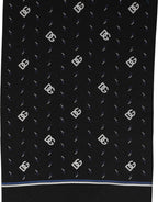 Black Silk DG Logo Men Fringed Shawl Scarf