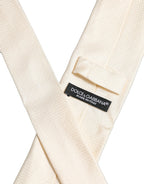 Men Off White Silk Textured Adjustable Tied Necktie Tie