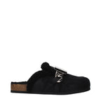 Black Leather Slippers