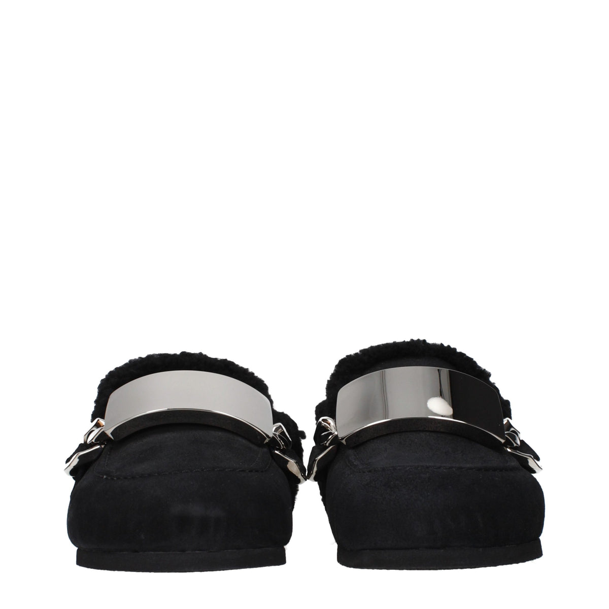 Black Leather Slippers