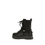 Black Calf Leather Bos Taurus Lace-Up Boots