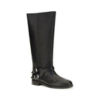 Black Calf Leather Bos Taurus Flat Boots