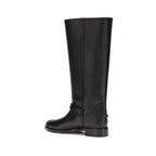 Black Calf Leather Bos Taurus Flat Boots