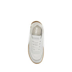 White Fabric Low Top Sneakers