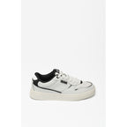 Black And White Leather Low Top Sneakers