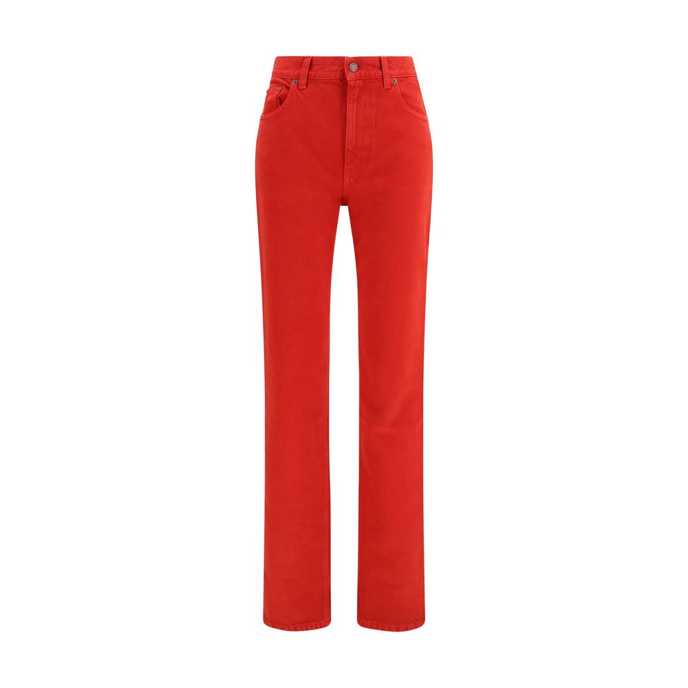 Red Cotton Slim Fit Jeans