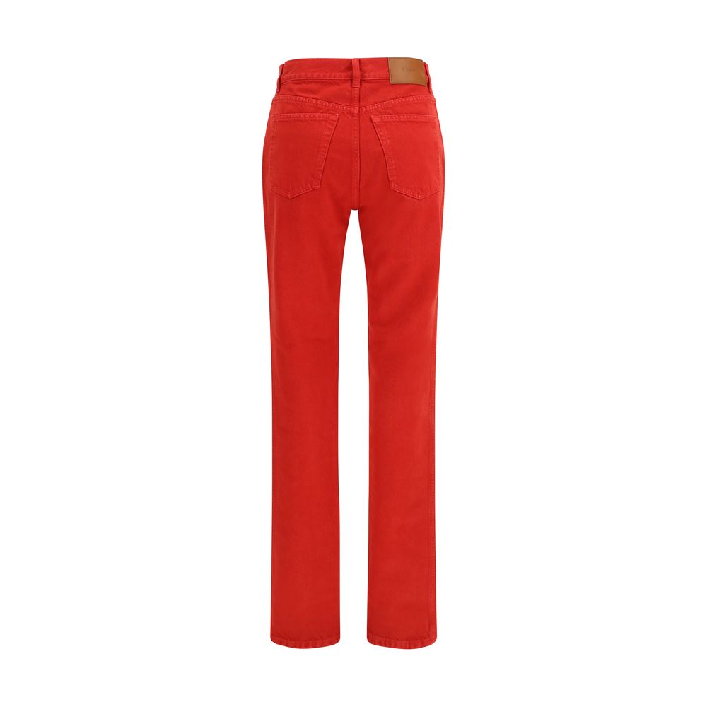 Red Cotton Slim Fit Jeans