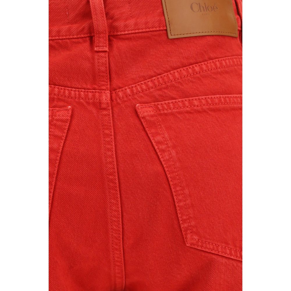Red Cotton Slim Fit Jeans