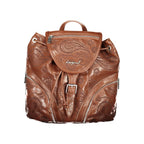 Brown Polyurethane Women's Backpack