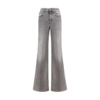 Gray Cotton Flared Jeans