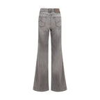 Gray Cotton Flared Jeans