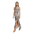 Brown Polyester Long Dress