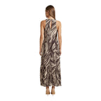 Brown Polyester Long Dress