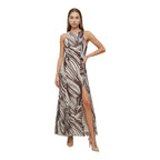 Brown Polyester Long Dress