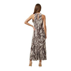 Brown Polyester Long Dress