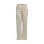 Beige Cotton Mom Jeans