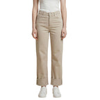Beige Cotton Mom Jeans