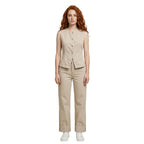 Beige Cotton Mom Jeans