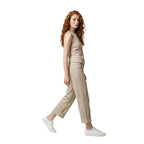 Beige Cotton Mom Jeans