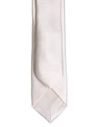 Men Off White Silk Satin Adjustable Tied Necktie Tie