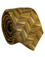 Men Gold Silk Woven Patterned Adjustable Tied Necktie Tie